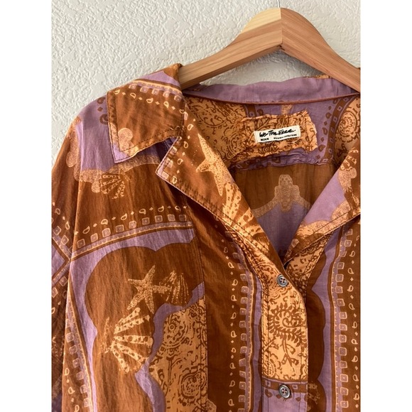 Free People Button-Down Shirt in Rust Brown and Lavender - Picture 2 of 8